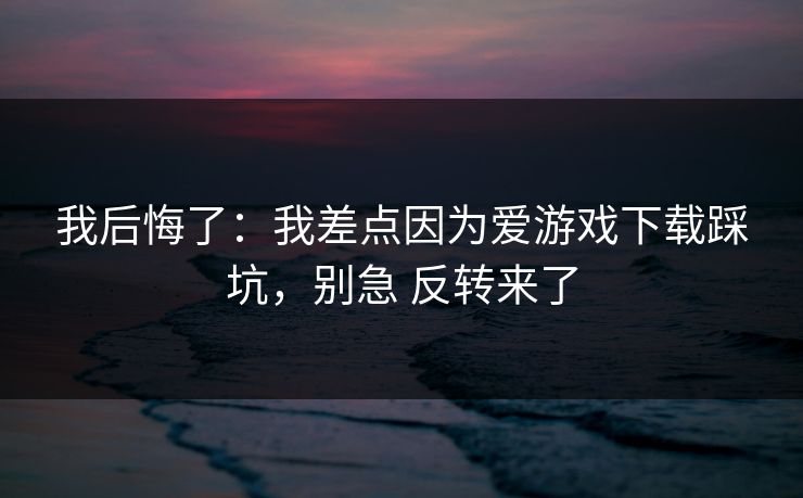 我后悔了：我差点因为爱游戏下载踩坑，别急 反转来了