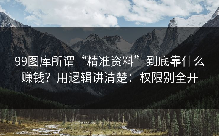 99图库所谓“精准资料”到底靠什么赚钱?用逻辑讲清楚:权限别全开 99图库所谓“精准资料”到底靠什么赚钱?用逻辑讲清楚:权限别全开